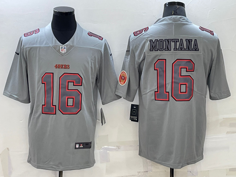 Men's San Francisco 49ers Joe Montana #16 Gray Atmosphere Jersey